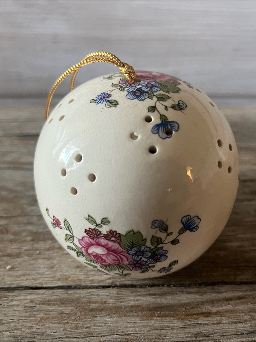 Vintage Floral porcelain or ceramic potpourri pomander ball
